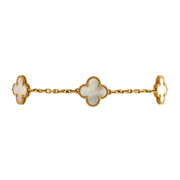 Van Cleef & Arpels Vintage Alhambra 5 Motifs Bracelet 18K Yellow Gold and Mother of Pearl