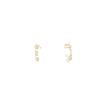 Chanel Coco Script Climber Earrings Metal with Crystals