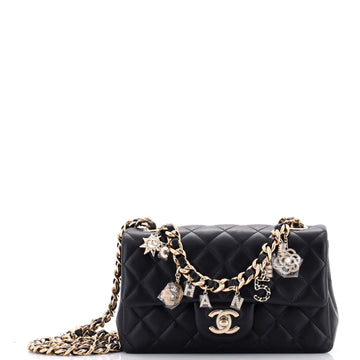 Chanel Coco Charms Classic Single Flap Bag Quilted Lambskin Mini