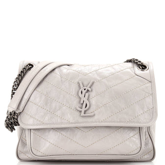 Saint Laurent Niki Chain Flap Bag Matelasse Chevron Leather Medium