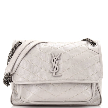 Saint Laurent Niki Chain Flap Bag Matelasse Chevron Leather Medium