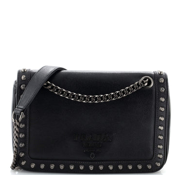 Prada Chain Flap Bag Studded Glace Calf Small