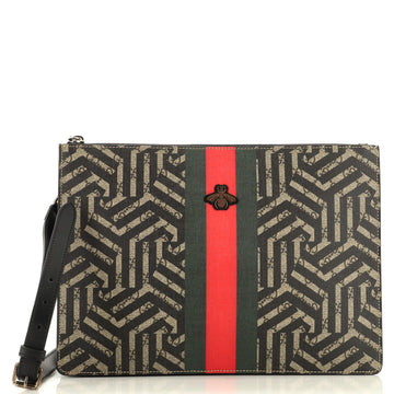 Gucci Bee Web Zip Messenger Bag Caleido GG Coated Canvas Large