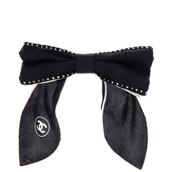 Chanel CC Bow Hair Clip Barette Printed Silk