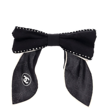 Chanel CC Bow Hair Clip Barette Printed Silk