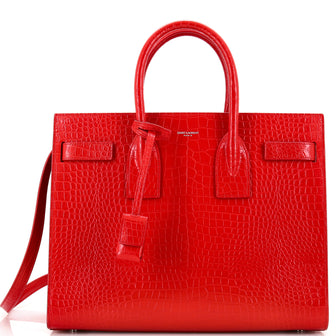 Saint Laurent Sac de Jour NM Bag Crocodile Embossed Leather Small