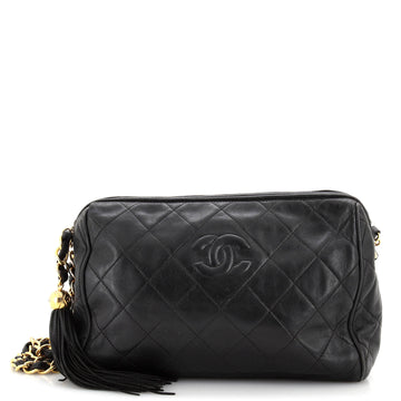 Chanel Vintage Diamond CC Camera Bag Quilted Leather Medium