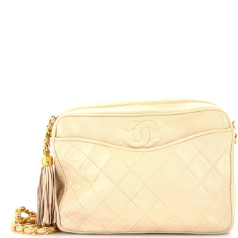 Chanel Vintage Camera Tassel Bag Quilted Leather Medium