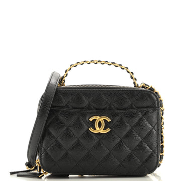 Chanel Pick Me Up Logo Handle Vanity Case Quilted Caviar Small
