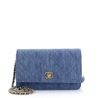 Chanel Pearl Crush Wallet on Chain Quilted Denim
