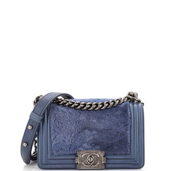 Chanel Boy Flap Bag Fur with Leather Small