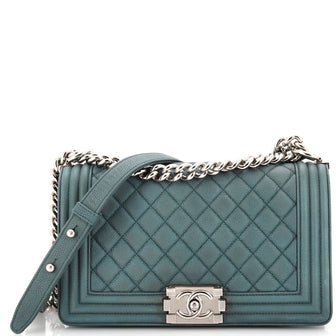 Chanel Boy Flap Bag Quilted Matte Caviar Old Medium
