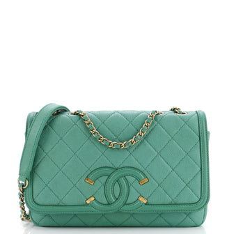 Chanel Filigree Flap Bag Quilted Caviar Small
