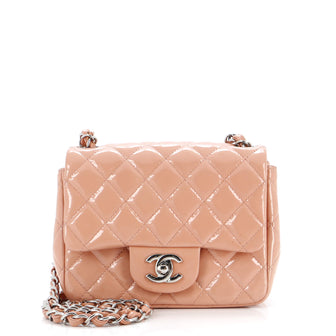 Chanel Square Classic Single Flap Bag Quilted Patent Mini