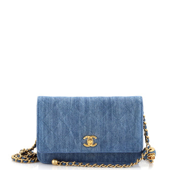 Chanel Pearl Crush Wallet on Chain Quilted Denim