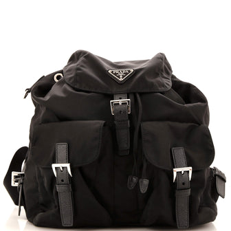 Prada Vela Double Front Pocket Backpack Tessuto with Saffiano Leather Medium