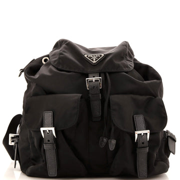 Prada Vela Double Front Pocket Backpack Tessuto with Saffiano Leather Medium
