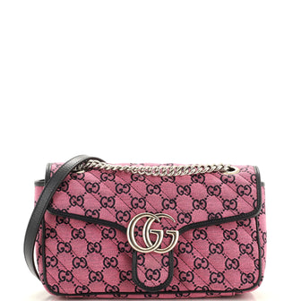 Gucci GG Marmont Flap Bag Diagonal Quilted GG Canvas Small