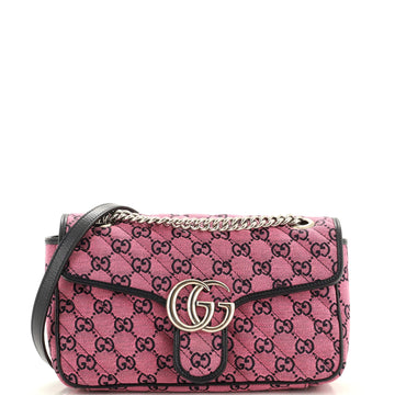 Gucci GG Marmont Flap Bag Diagonal Quilted GG Canvas Small