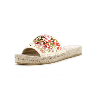 Gucci Women's GG Marmont Espadrilles Slide Sandals Quilted Printed Canvas