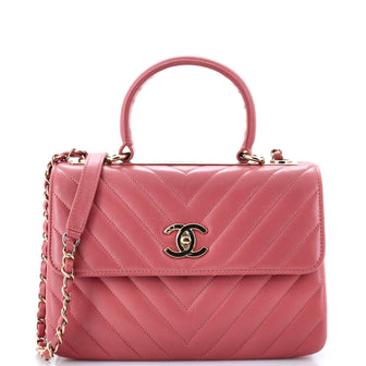 Chanel Trendy CC Top Handle Bag Chevron Lambskin Small