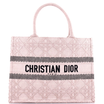 Christian Dior Book Tote Cannage Embroidered Raffia Medium