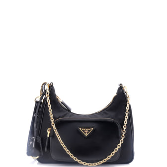 Prada Front Pocket Hobo Re-Nylon and Brushed Leather Mini