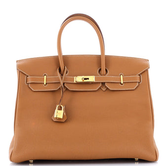 Hermes Birkin Handbag Brown Togo with Gold Hardware 35