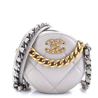 Chanel 19 Round Clutch with Chain Quilted Leather