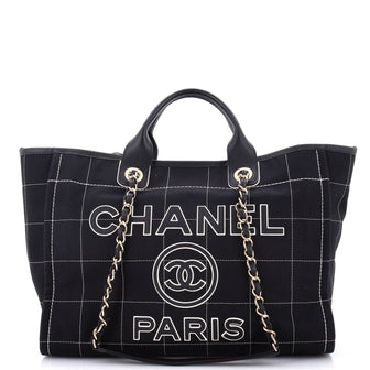Chanel Deauville NM Tote Square Stitched Canvas Medium