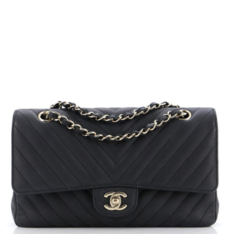 Chanel Classic Double Flap Bag Chevron Caviar Medium