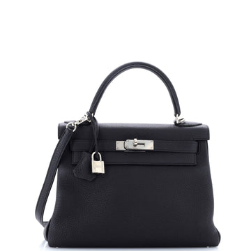 Hermes Kelly Handbag Black Togo with Palladium Hardware 28