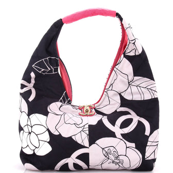 Chanel CC Lock Hobo Quilted Printed Canvas Small