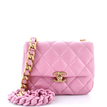 Chanel Lacquered Metal CC Flap Bag Quilted Lambskin Mini