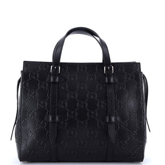 Gucci Tote Bag GG Embossed Perforated Leather