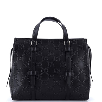 Gucci Tote Bag GG Embossed Perforated Leather