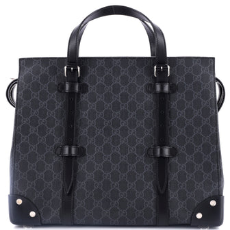Gucci Buckle Travel Tote GG Coated Canvas with Leather Large