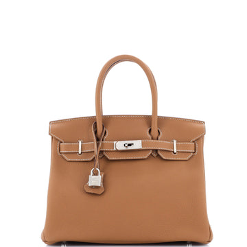Hermes Birkin Handbag Brown Togo with Palladium Hardware 30