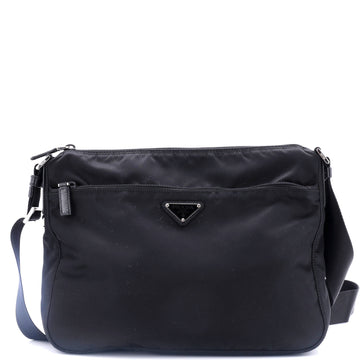 Prada Front Zip Messenger Bag Tessuto Medium