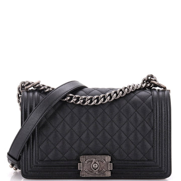 Chanel Boy Flap Bag Quilted Caviar Old Medium