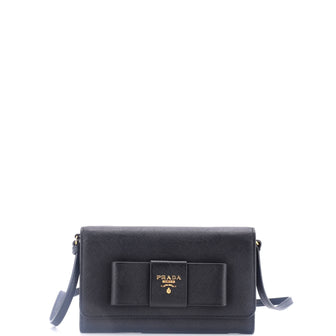 Prada Bow Wallet on Strap Saffiano Leather Small