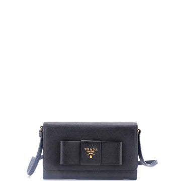 Prada Bow Wallet on Strap Saffiano Leather Small