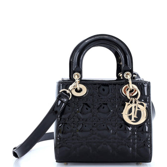 Christian Dior Lady Dior Bag Cannage Quilt Patent Small