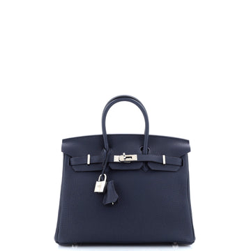 Hermes Birkin Handbag Blue Togo with Palladium Hardware 25