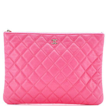 Chanel O Case Clutch Quilted Caviar Medium