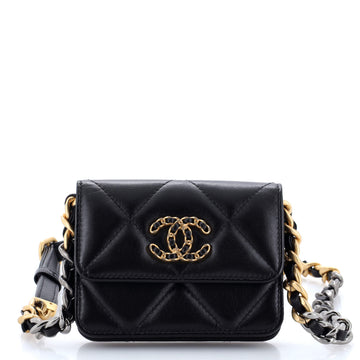 Chanel 19 Flap Coin Purse Belt Bag Quilted Lambskin