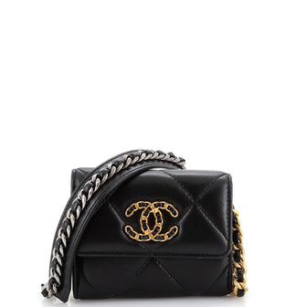 Chanel 19 Card Holder on Chain Quilted Leather