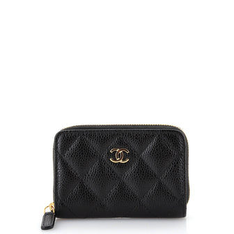 Chanel CC Zip Coin Purse Quilted Caviar Small