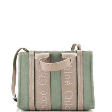 Chloe Woody Convertible Tote Linen and Leather Small