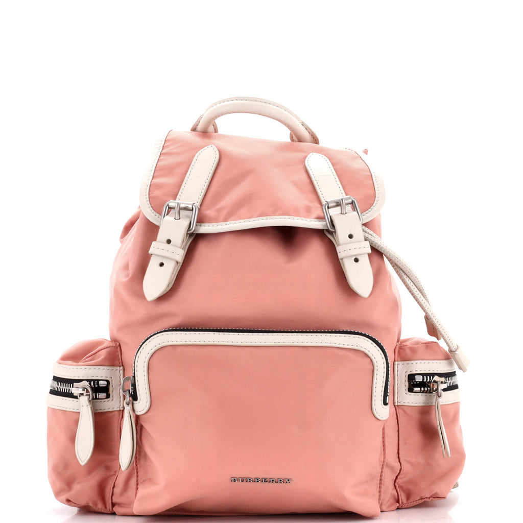 burberry pink leather backpack Burberry Rucksack Backpack Nylon with Leather Medium Pink 294280351